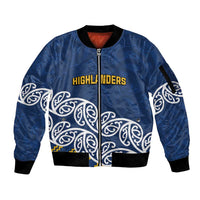 New Zealand Rugby Pacific Custom Sleeve Zip Bomber Jacket Kahupeka Maori Kowhaiwhai Pattern