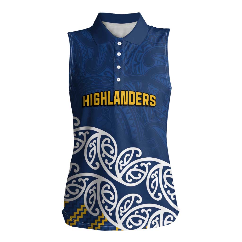 New Zealand Rugby Pacific Custom Women Sleeveless Polo Shirt Kahupeka Maori Kowhaiwhai Pattern