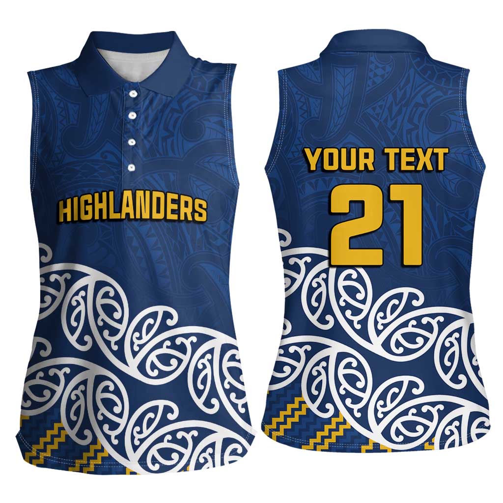 New Zealand Rugby Pacific Custom Women Sleeveless Polo Shirt Kahupeka Maori Kowhaiwhai Pattern
