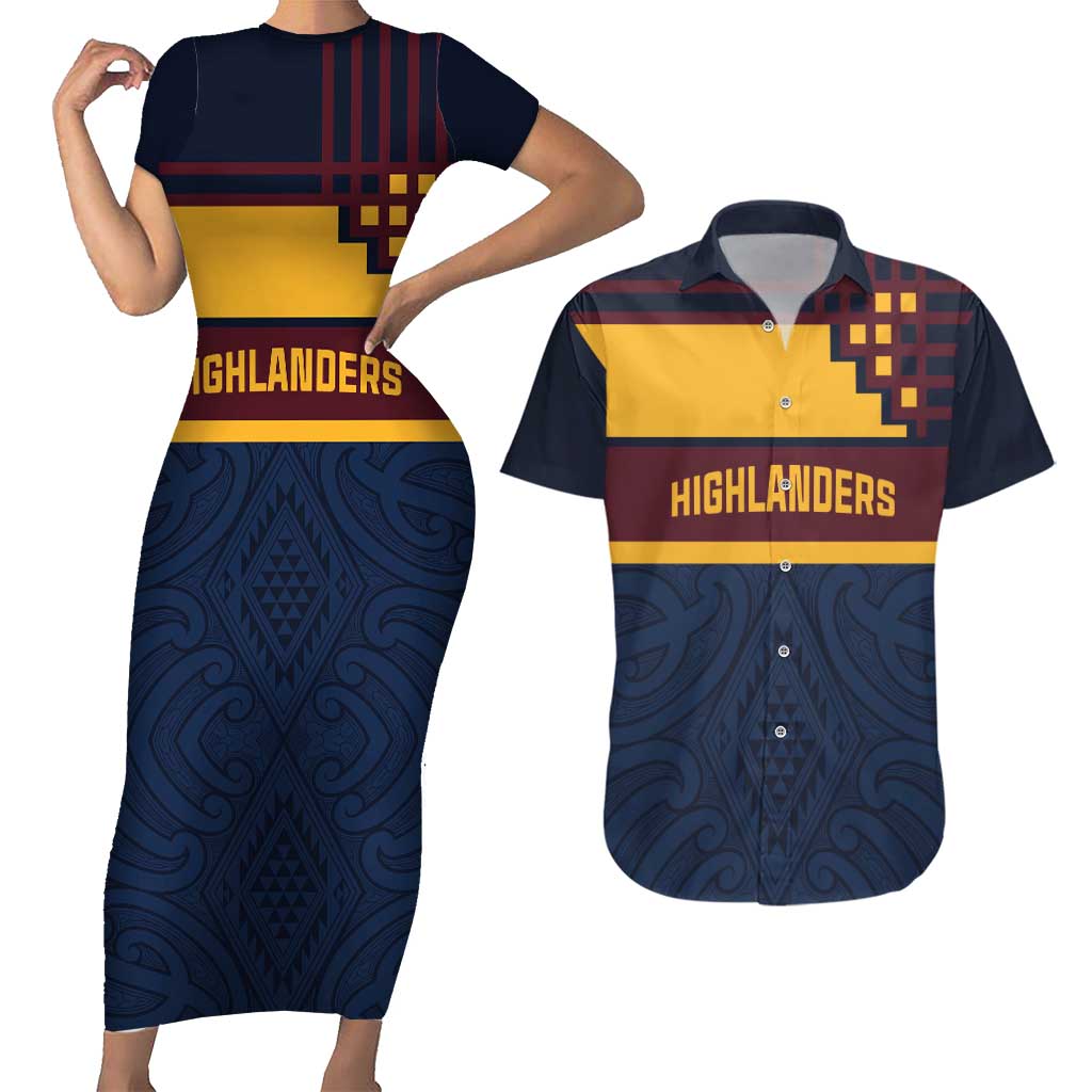 New Zealand Rugby Pacific Custom Couples Matching Short Sleeve Bodycon Dress and Hawaiian Shirt Kahupeka Retro 2025 Taniko Motif