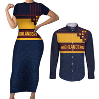 New Zealand Rugby Pacific Custom Couples Matching Short Sleeve Bodycon Dress and Long Sleeve Button Shirt Kahupeka Retro 2025 Taniko Motif