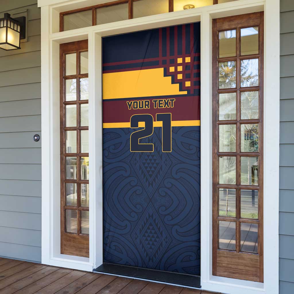 New Zealand Rugby Pacific Custom Door Cover Kahupeka Retro 2025 Taniko Motif - Polynesian Pride