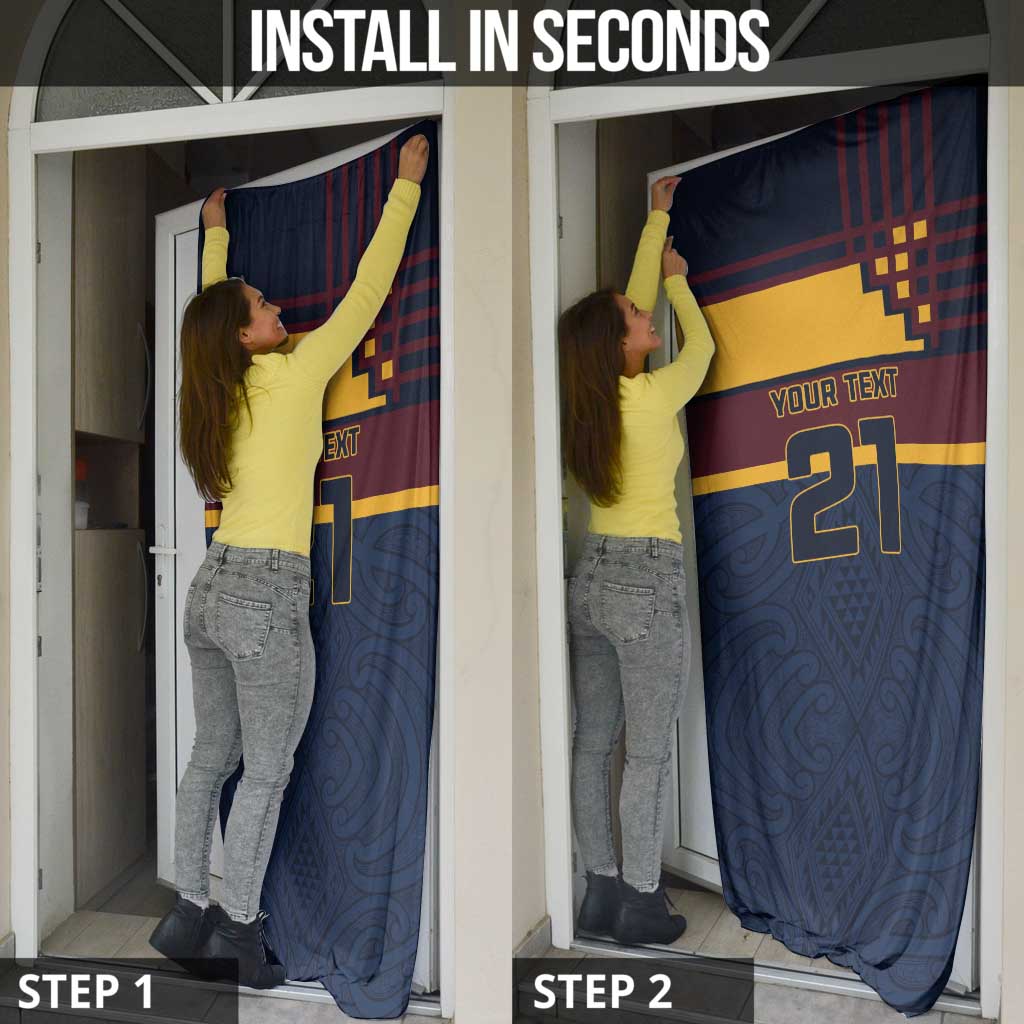 New Zealand Rugby Pacific Custom Door Cover Kahupeka Retro 2025 Taniko Motif - Polynesian Pride
