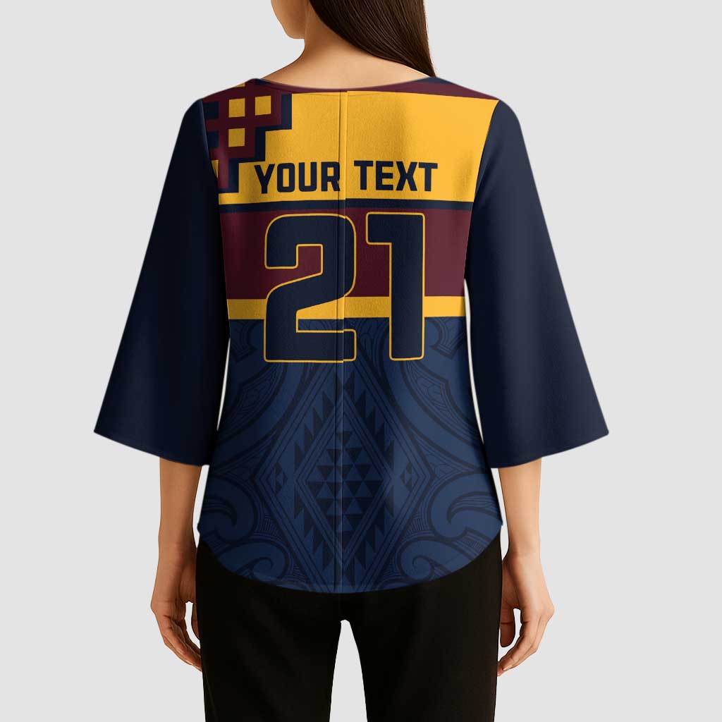 New Zealand Rugby Pacific Custom Kimono Sleeve Blouse Kahupeka Retro 2025 Taniko Motif - Polynesian Pride