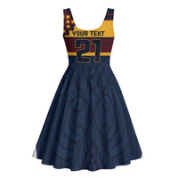 New Zealand Rugby Pacific Custom Midi Dress Kahupeka Retro 2025 Taniko Motif - Polynesian Pride