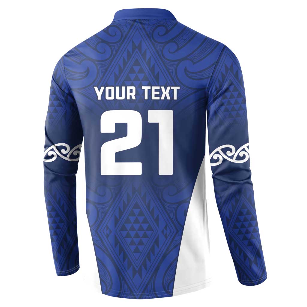 New Zealand Rugby Pacific Custom Button Sweatshirt Kahurangi Auckland All Blue