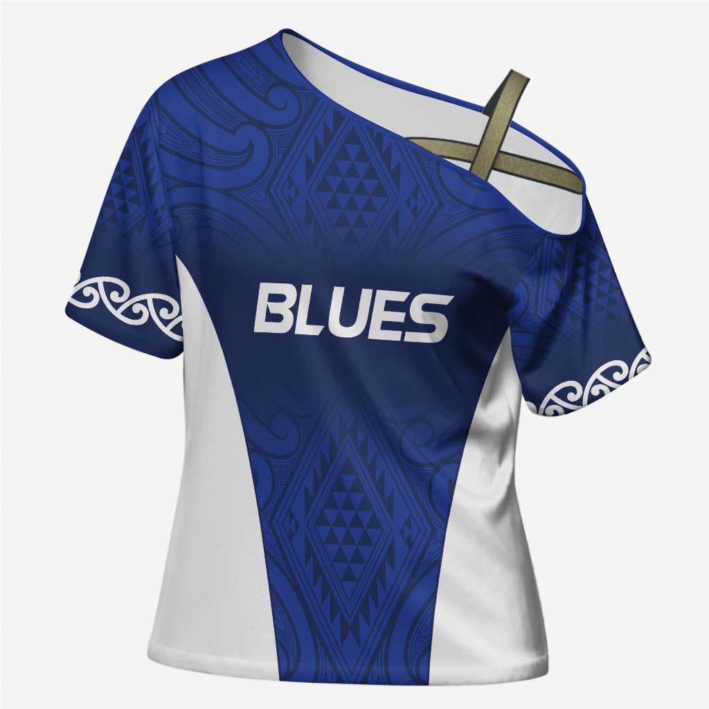 New Zealand Rugby Pacific Custom Cross Shoulder Shirt Kahurangi Auckland All Blue - Polynesian Pride