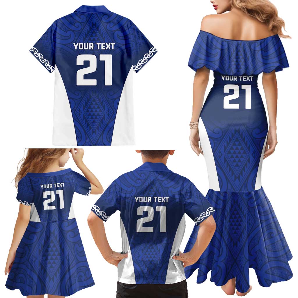New Zealand Rugby Pacific Custom Family Matching Mermaid Dress and Hawaiian Shirt Kahurangi Auckland All Blue
