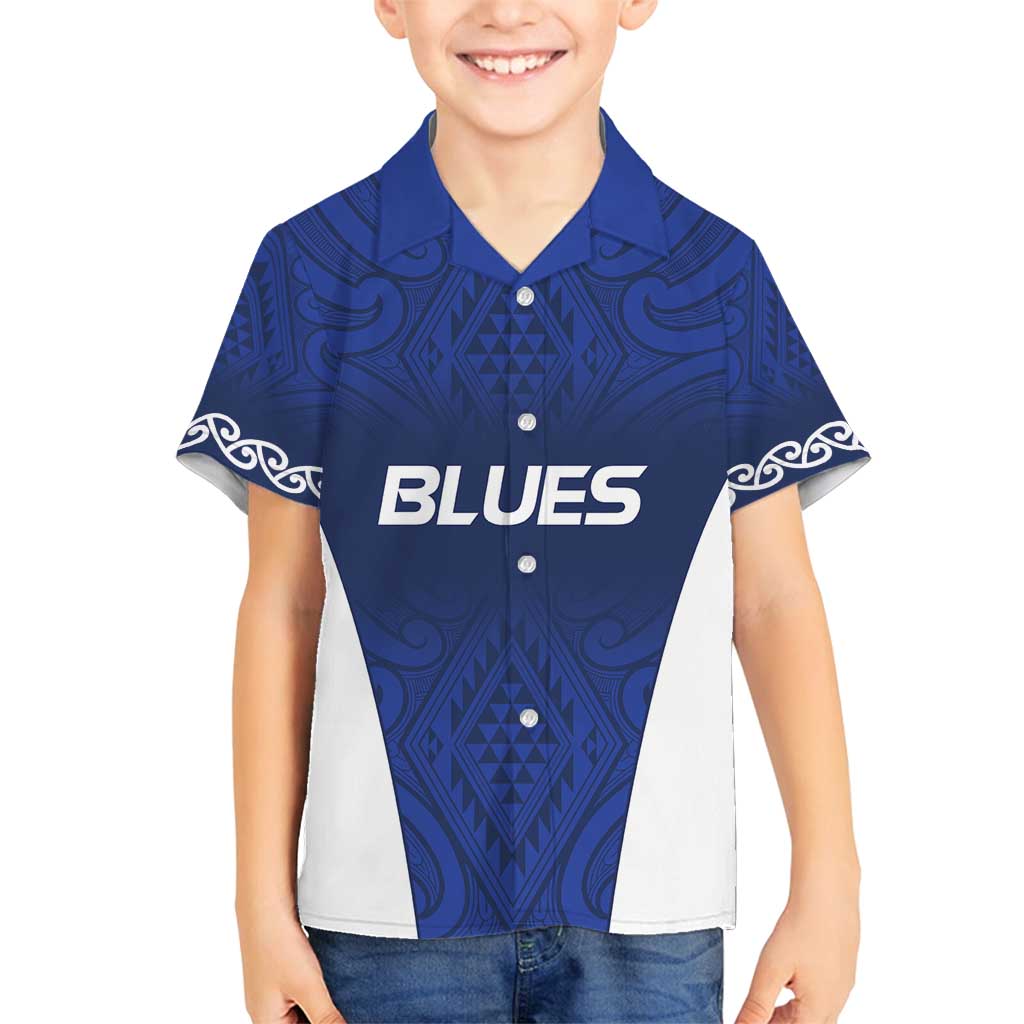 New Zealand Rugby Pacific Custom Family Matching Off Shoulder Short Dress and Hawaiian Shirt Kahurangi Auckland All Blue