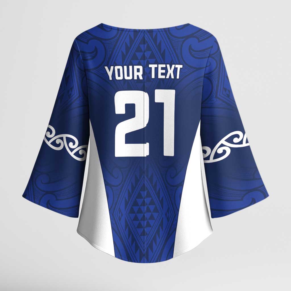 New Zealand Rugby Pacific Custom Kimono Sleeve Blouse Kahurangi Auckland All Blue - Polynesian Pride
