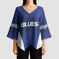 New Zealand Rugby Pacific Custom Kimono Sleeve Blouse Kahurangi Auckland All Blue - Polynesian Pride