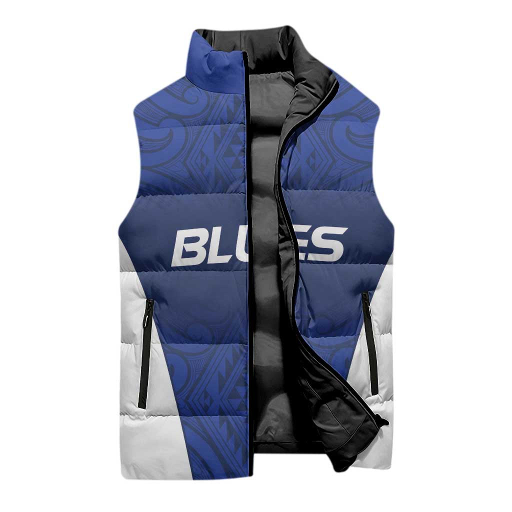 New Zealand Rugby Pacific Custom Sleeveless Puffer Jacket Kahurangi Auckland All Blue - Polynesian Pride