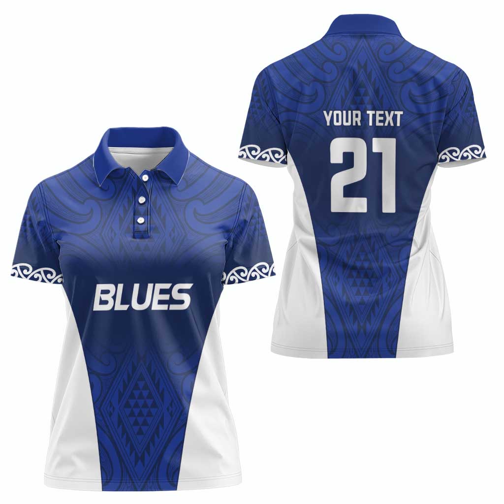 New Zealand Rugby Pacific Custom Women Polo Shirt Kahurangi Auckland All Blue