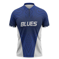New Zealand Rugby Pacific Custom Zipper Polo Shirt Kahurangi Auckland All Blue - Polynesian Pride