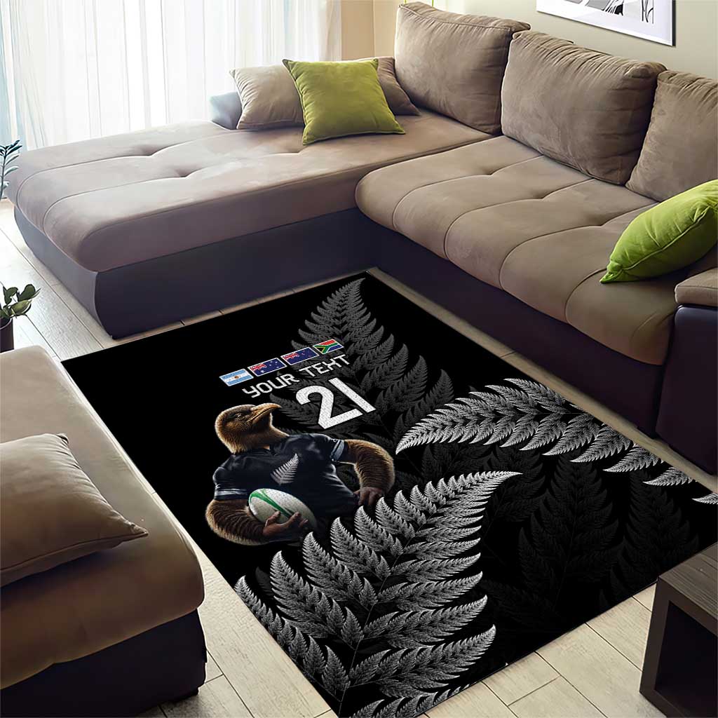New Zealand Rugby Custom Area Rug Glory Be To Black Silver-fern - Polynesian Pride