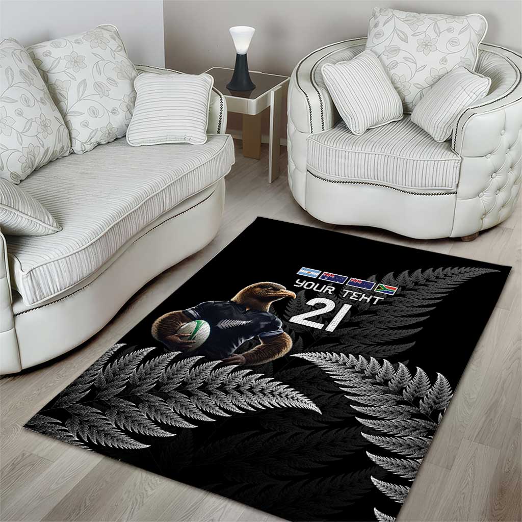 New Zealand Rugby Custom Area Rug Glory Be To Black Silver-fern - Polynesian Pride