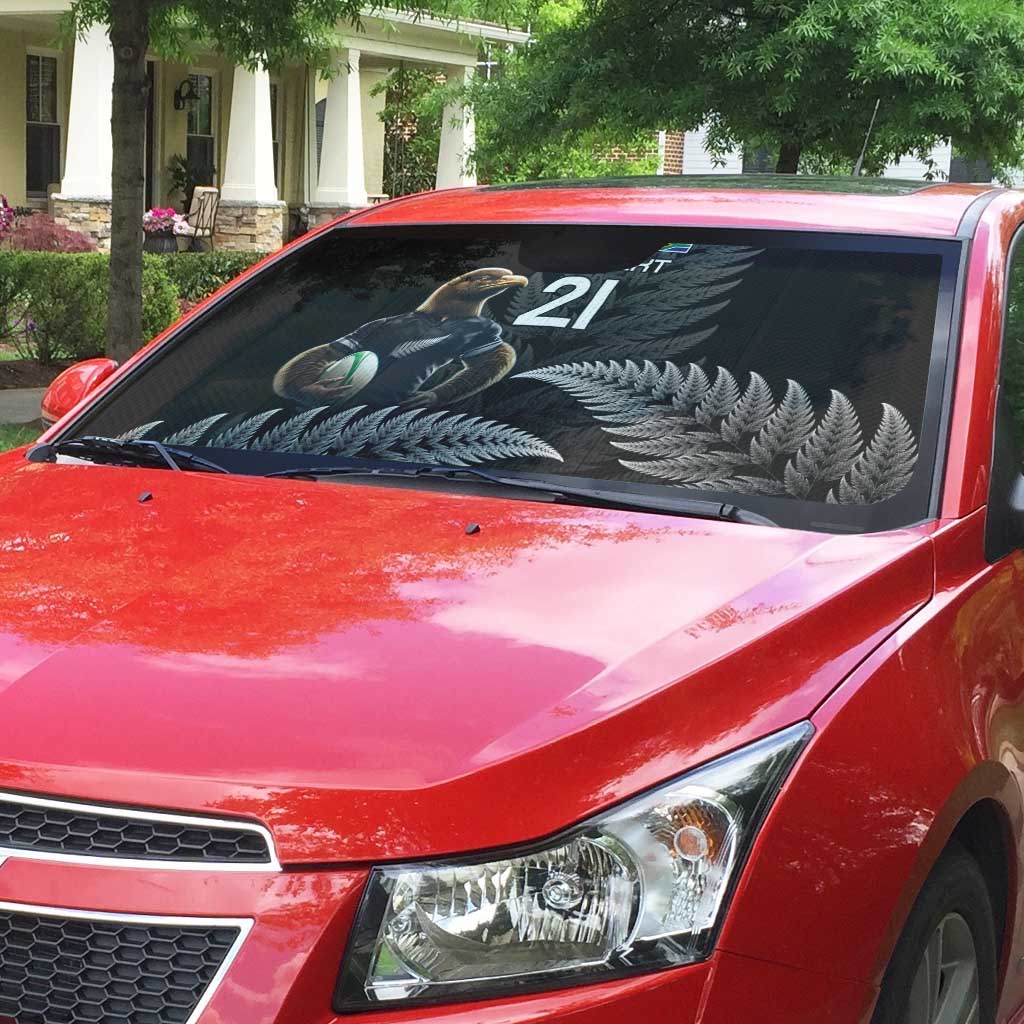 New Zealand Rugby Custom Auto Sun Shade Glory Be To Black Silver-fern - Polynesian Pride