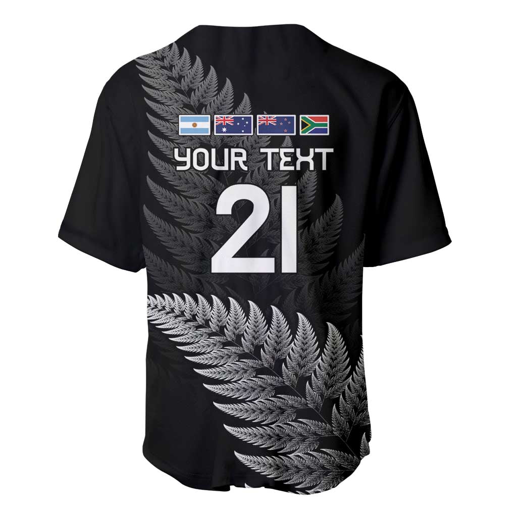 New Zealand Rugby Custom Baseball Jersey Glory Be To Black Silver-fern - Polynesian Pride