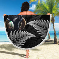 New Zealand Rugby Custom Beach Blanket Glory Be To Black Silver-fern - Polynesian Pride