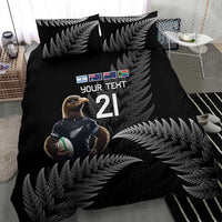 New Zealand Rugby Custom Bedding Set Glory Be To Black Silver-fern - Polynesian Pride