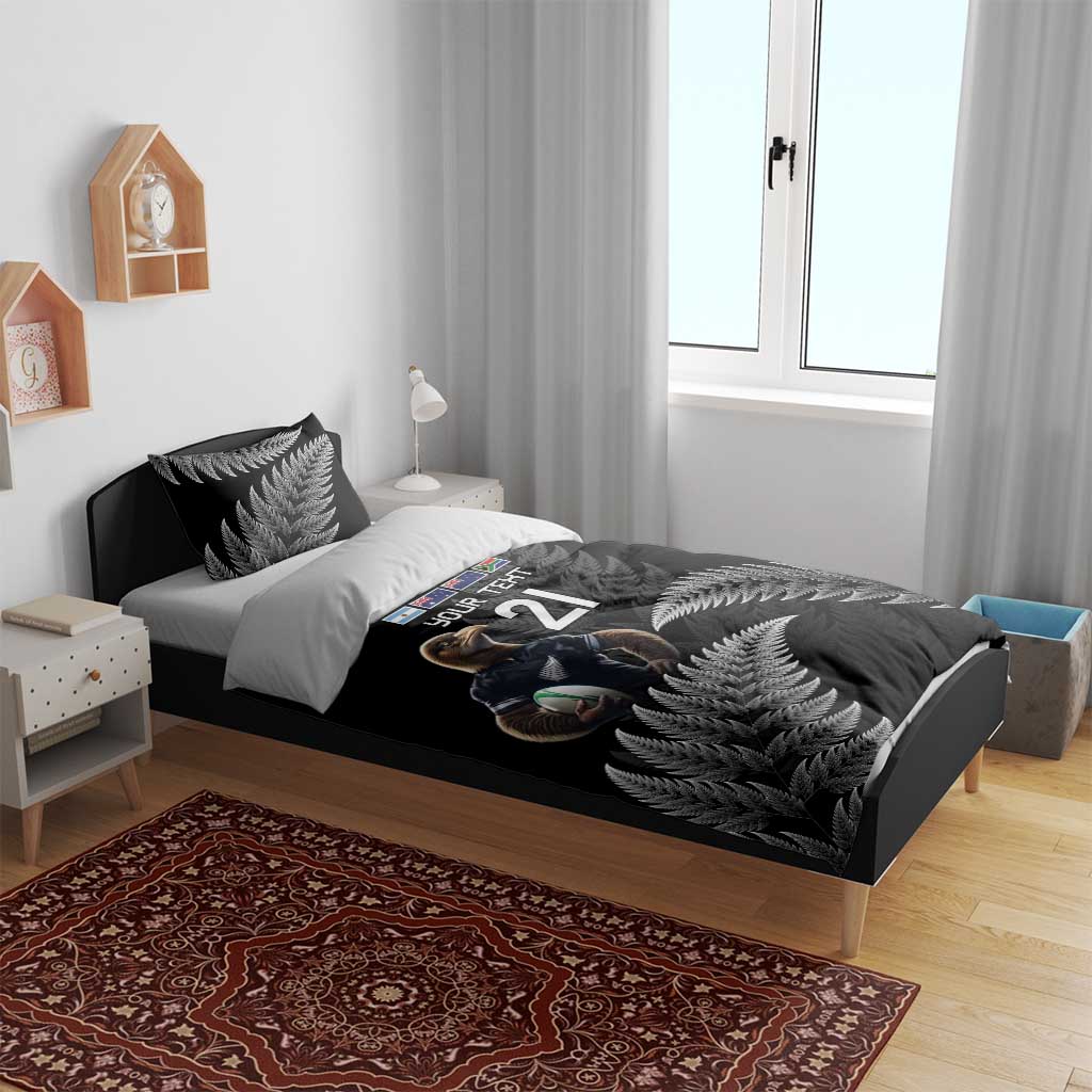 New Zealand Rugby Custom Bedding Set Glory Be To Black Silver-fern - Polynesian Pride