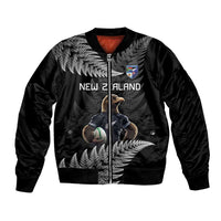 New Zealand Rugby Custom Bomber Jacket Glory Be To Black Silver-fern - Polynesian Pride