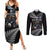 New Zealand Rugby Custom Couples Matching Summer Maxi Dress and Long Sleeve Button Shirt Glory Be To Black Silver-fern - Polynesian Pride