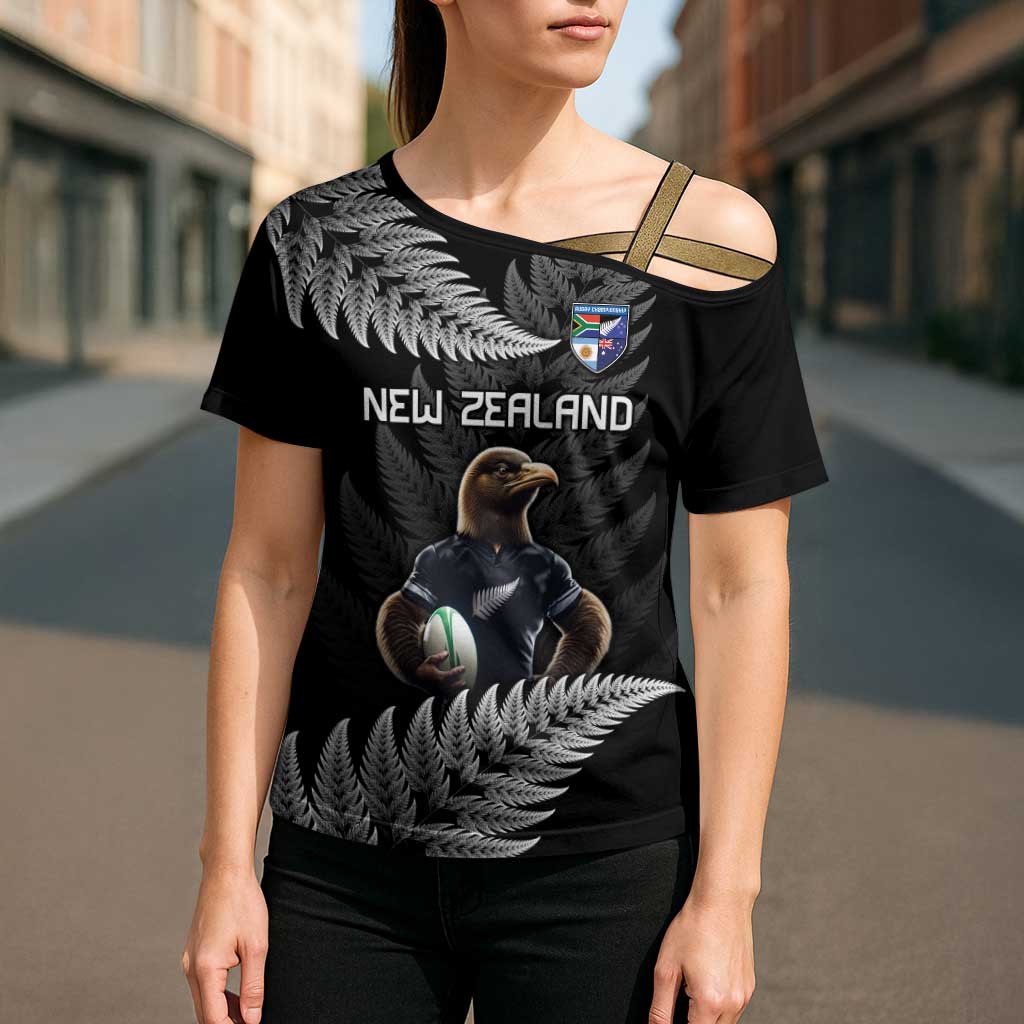 New Zealand Rugby Custom Cross Shoulder Shirt Glory Be To Black Silver-fern - Polynesian Pride