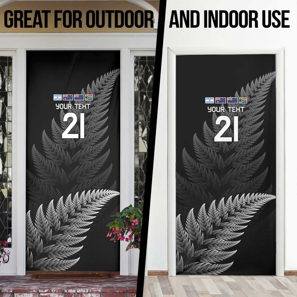 New Zealand Rugby Custom Door Cover Glory Be To Black Silver-fern - Polynesian Pride
