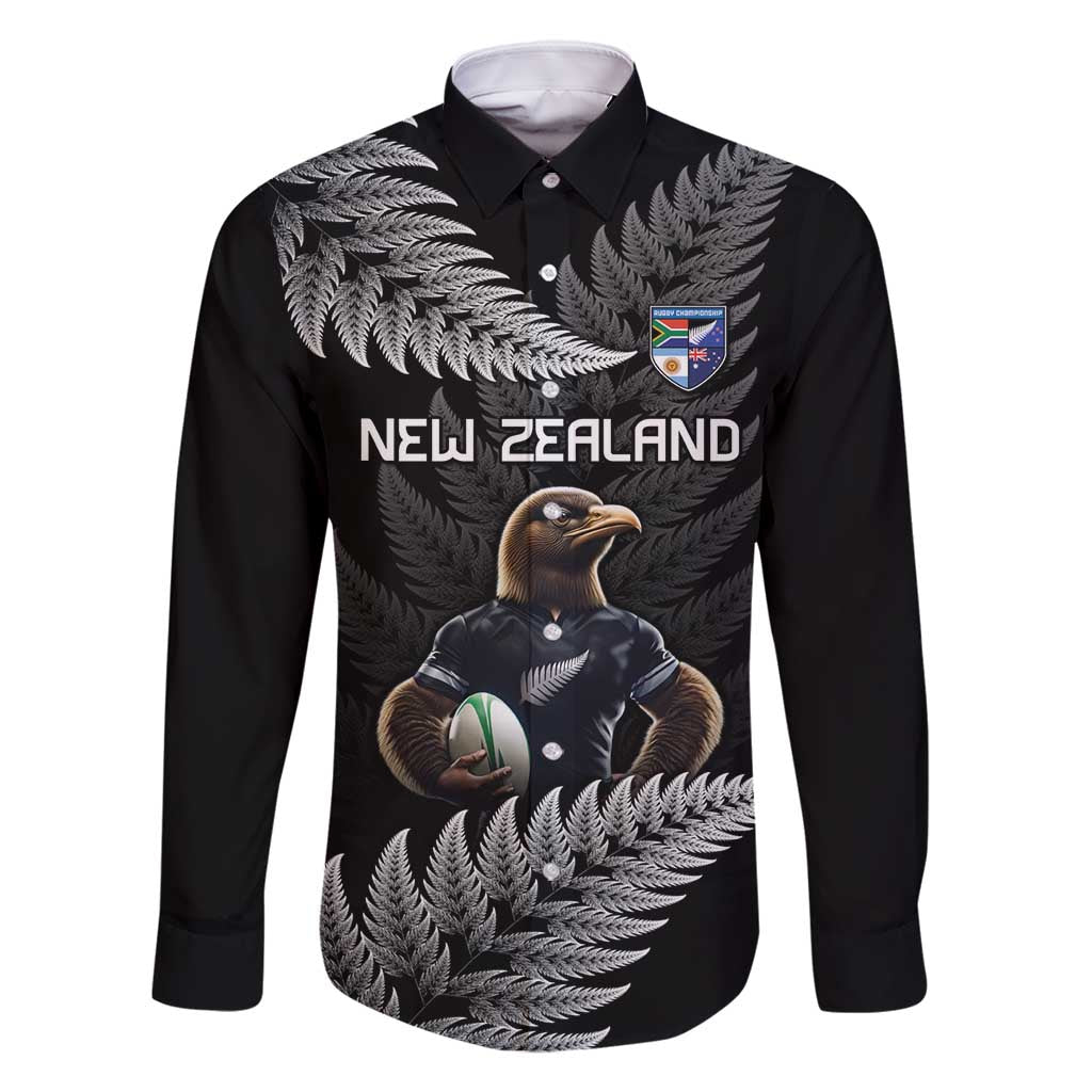 New Zealand Rugby Custom Family Matching Off Shoulder Short Dress and Hawaiian Shirt Glory Be To Black Silver-fern - Polynesian Pride