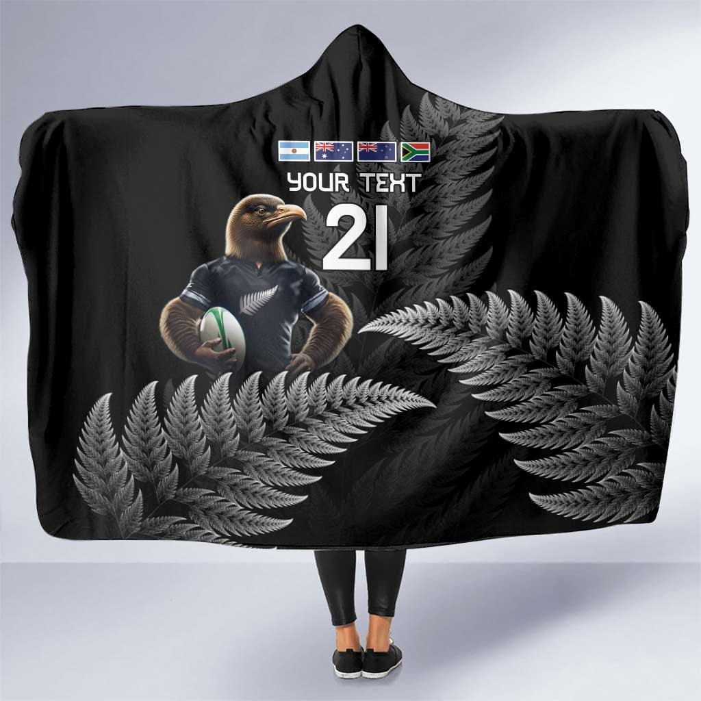 New Zealand Rugby Custom Hooded Blanket Glory Be To Black Silver-fern - Polynesian Pride