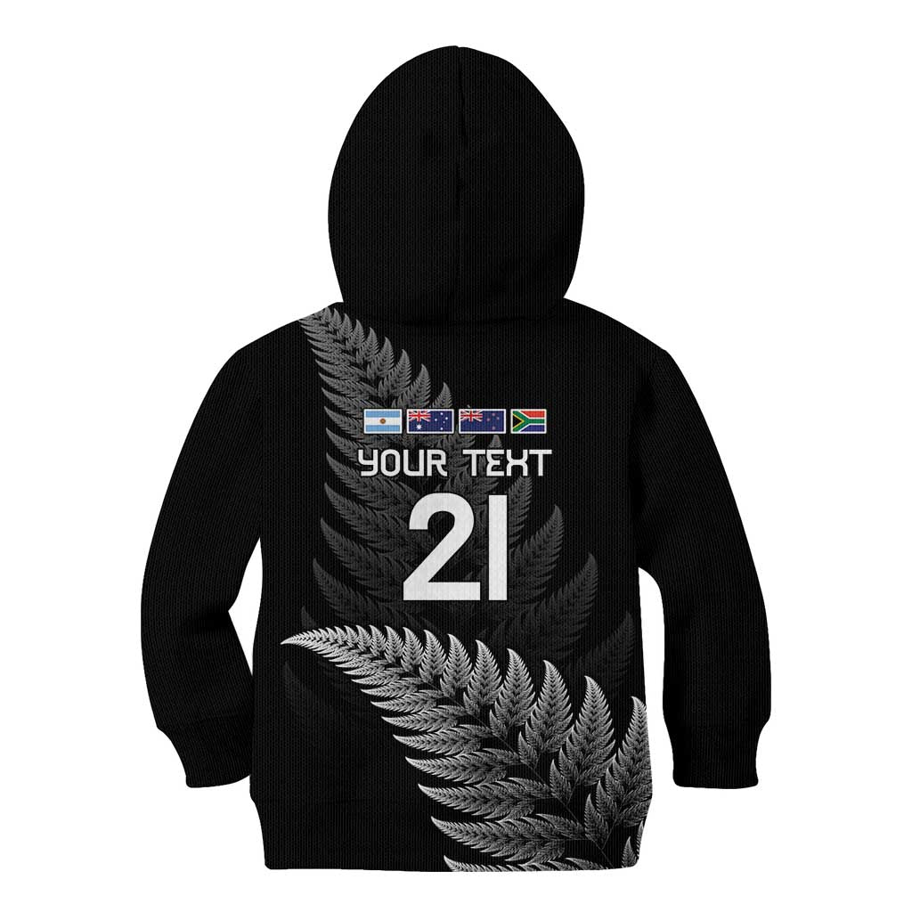New Zealand Rugby Custom Kid Hoodie Glory Be To Black Silver-fern - Polynesian Pride