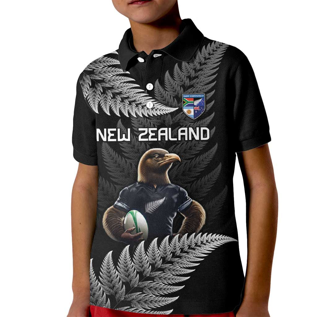 New Zealand Rugby Custom Kid Polo Shirt Glory Be To Black Silver-fern - Polynesian Pride