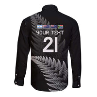 New Zealand Rugby Custom Long Sleeve Button Shirt Glory Be To Black Silver-fern - Polynesian Pride