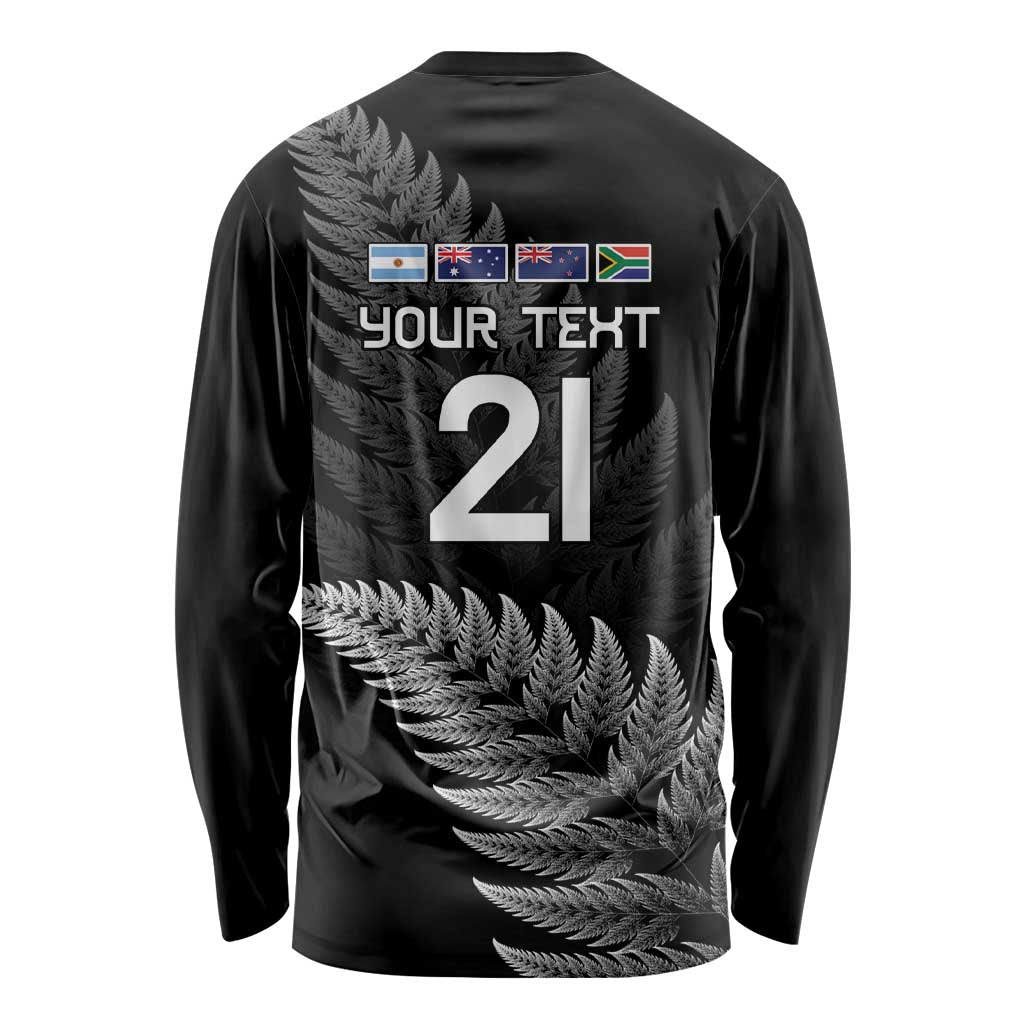 New Zealand Rugby Custom Long Sleeve Shirt Glory Be To Black Silver-fern - Polynesian Pride