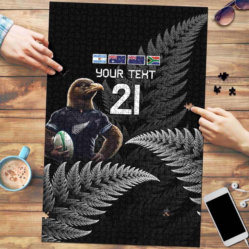 New Zealand Rugby Custom Puzzle Glory Be To Black Silver-fern - Polynesian Pride