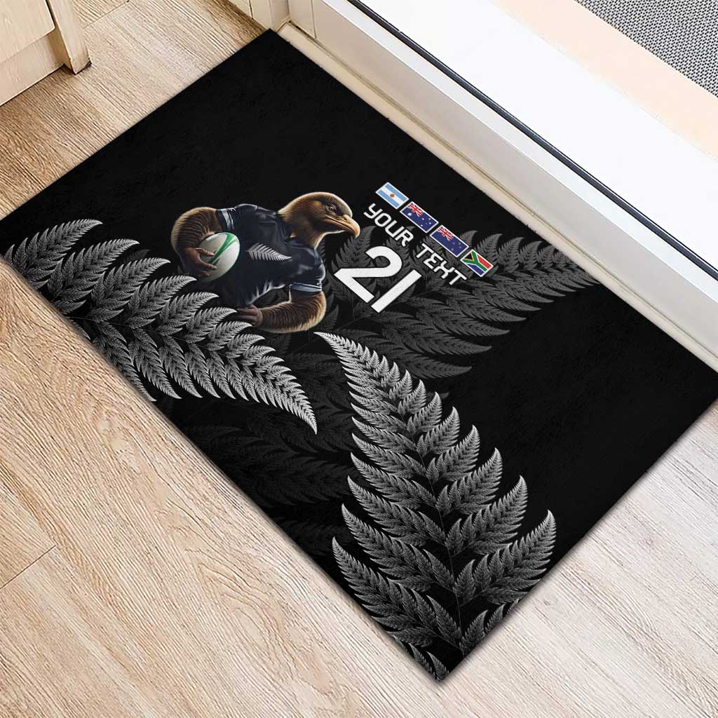 New Zealand Rugby Custom Rubber Doormat Glory Be To Black Silver-fern - Polynesian Pride
