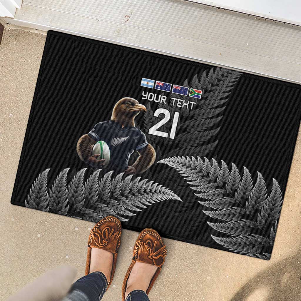 New Zealand Rugby Custom Rubber Doormat Glory Be To Black Silver-fern - Polynesian Pride