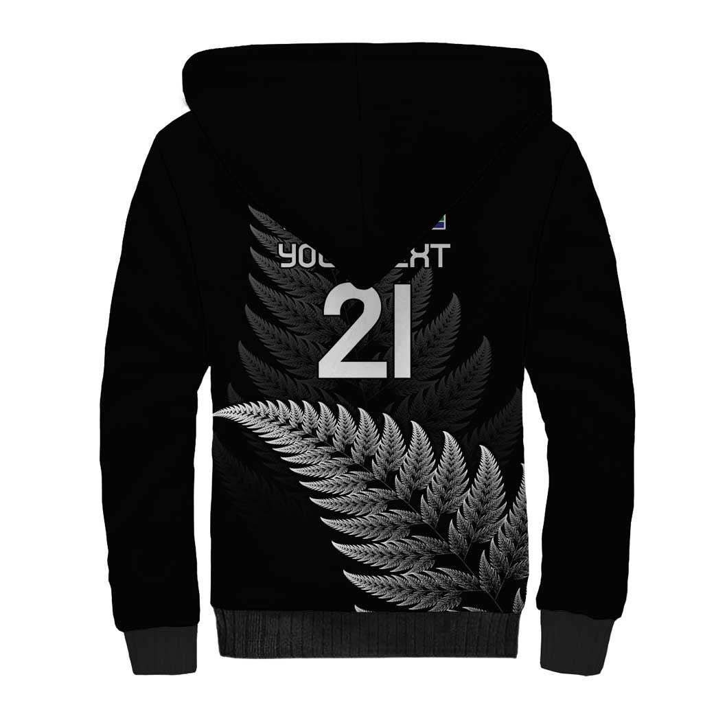 New Zealand Rugby Custom Sherpa Hoodie Glory Be To Black Silver-fern - Polynesian Pride