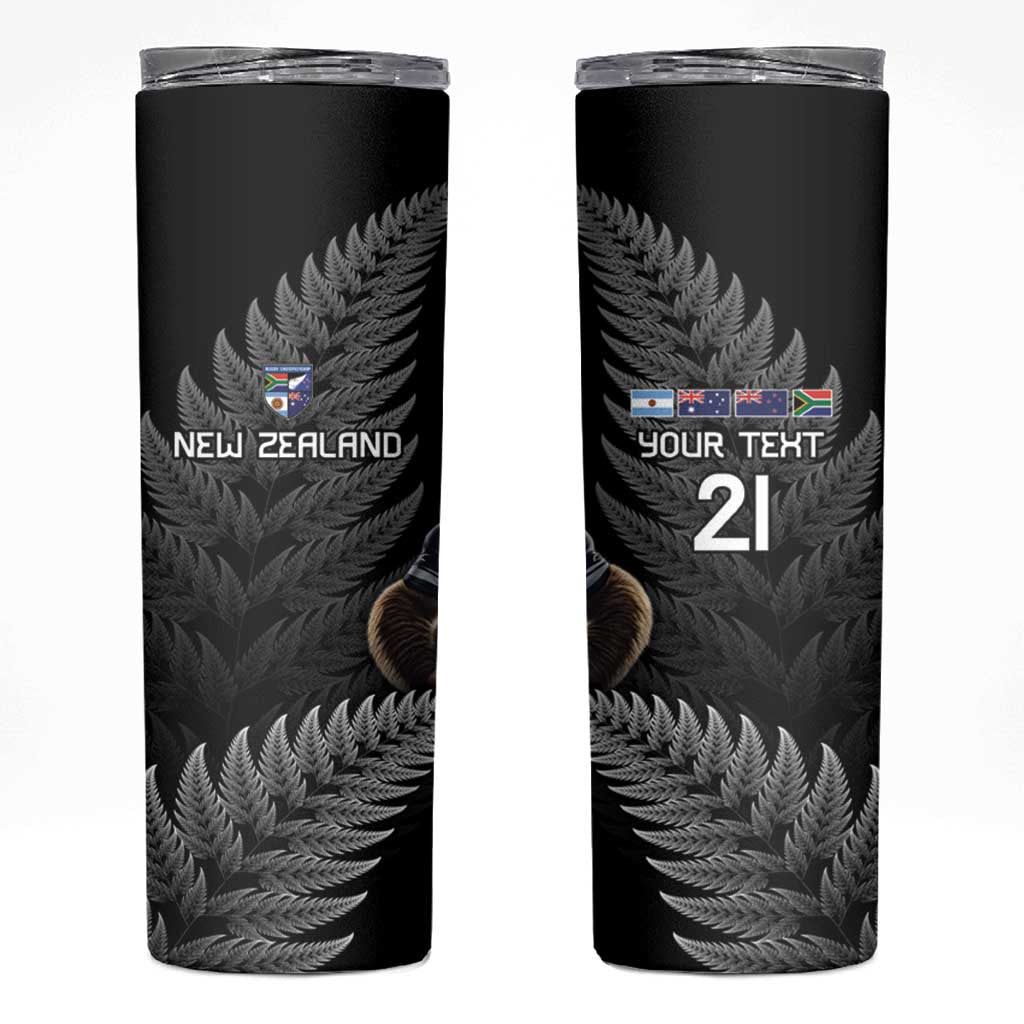 New Zealand Rugby Custom Skinny Tumbler Glory Be To Black Silver-fern - Polynesian Pride
