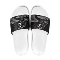New Zealand Rugby Custom Slide Sandals Glory Be To Black Silver-fern - Polynesian Pride