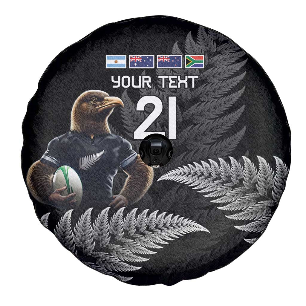 New Zealand Rugby Custom Spare Tire Cover Glory Be To Black Silver-fern - Polynesian Pride
