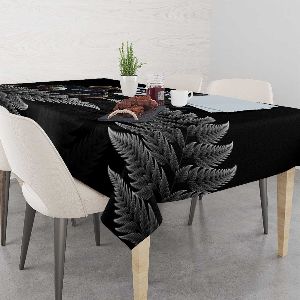 New Zealand Rugby Custom Tablecloth Glory Be To Black Silver-fern - Polynesian Pride