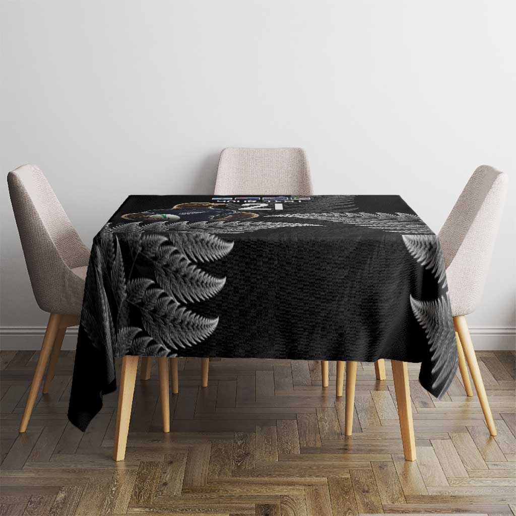 New Zealand Rugby Custom Tablecloth Glory Be To Black Silver-fern - Polynesian Pride