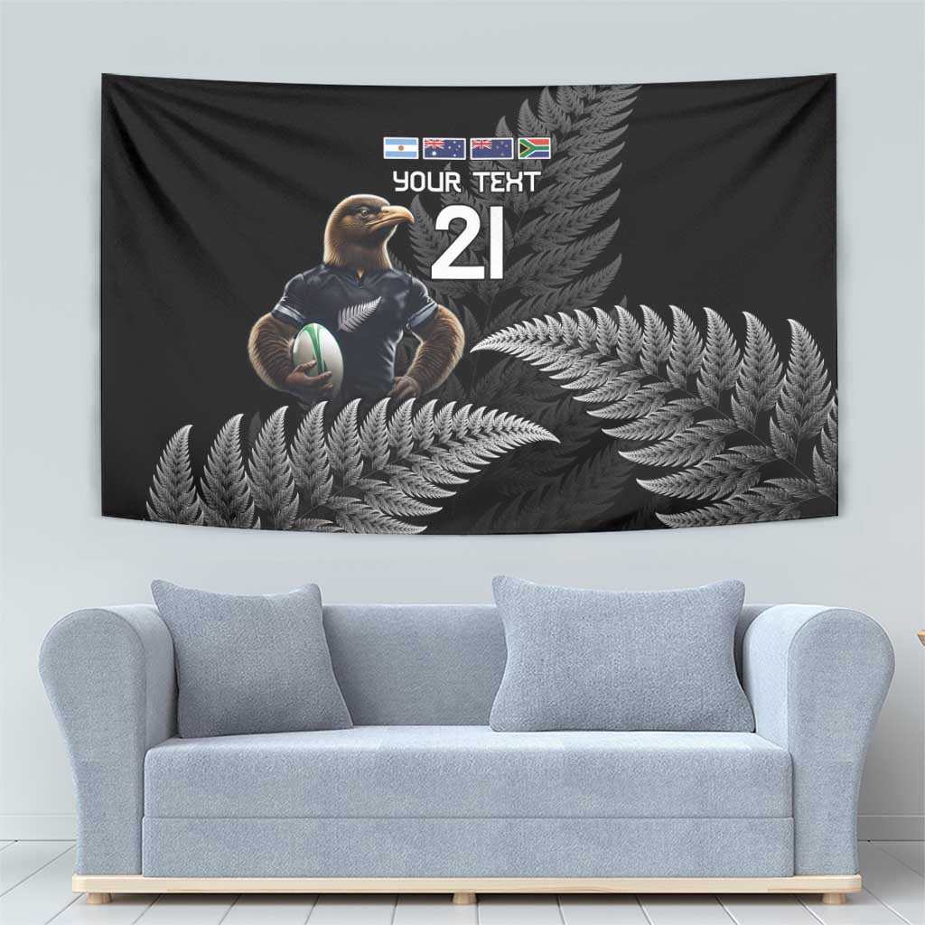 New Zealand Rugby Custom Tapestry Glory Be To Black Silver-fern - Polynesian Pride