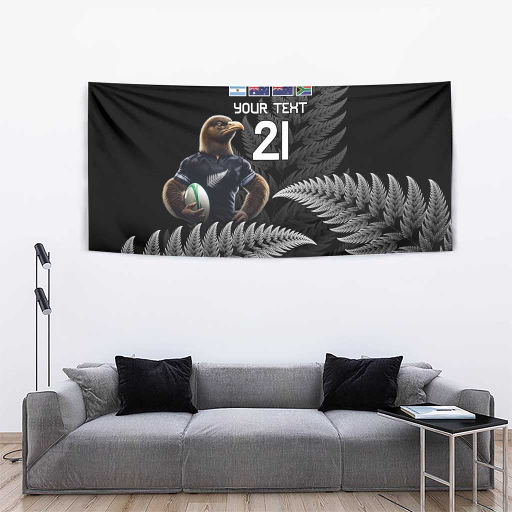 New Zealand Rugby Custom Tapestry Glory Be To Black Silver-fern - Polynesian Pride