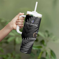 New Zealand Rugby Custom Tumbler With Handle Glory Be To Black Silver-fern - Polynesian Pride