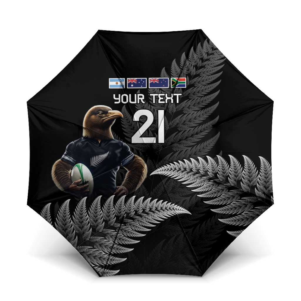 New Zealand Rugby Custom Umbrella Glory Be To Black Silver-fern - Polynesian Pride