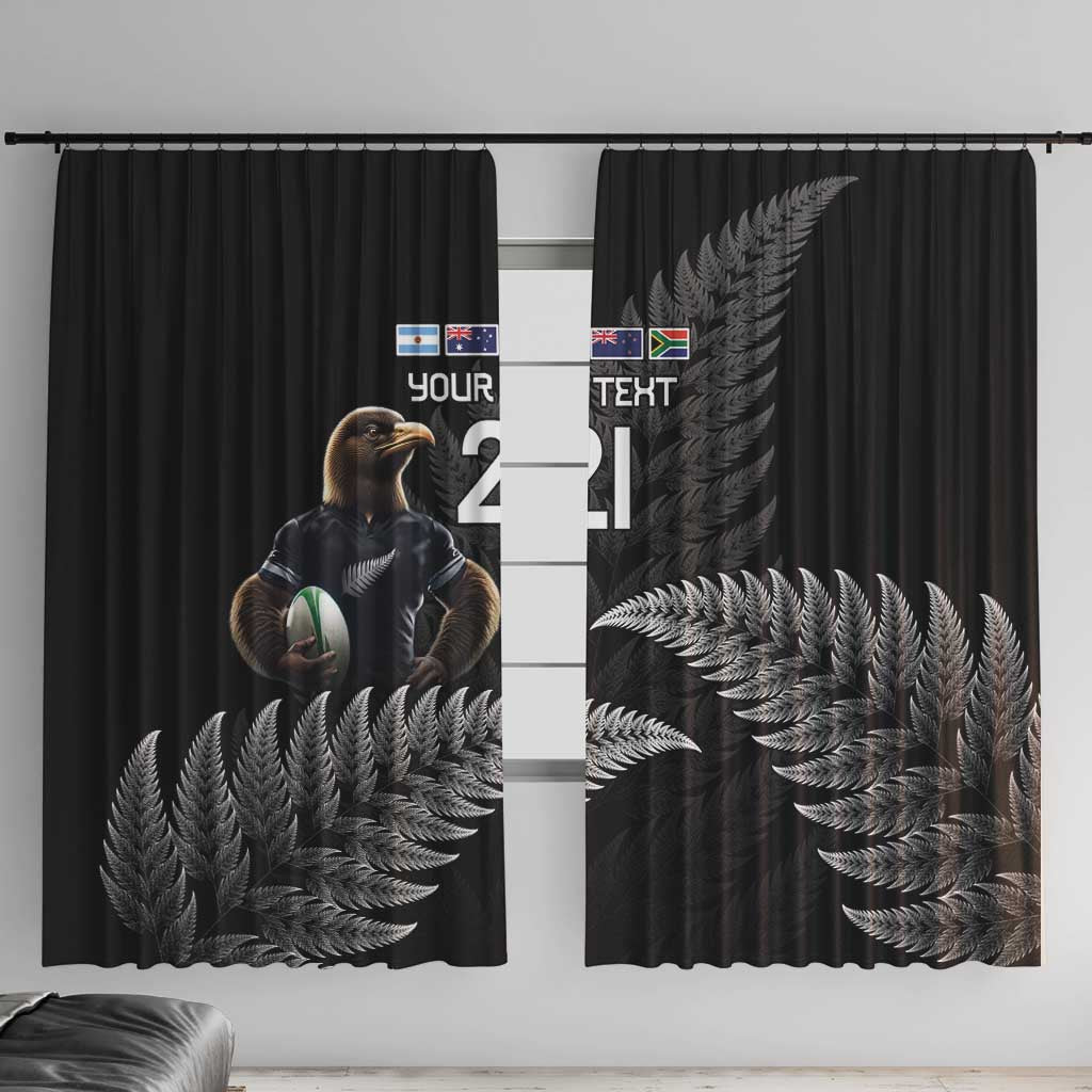 New Zealand Rugby Custom Window Curtain Glory Be To Black Silver-fern - Polynesian Pride
