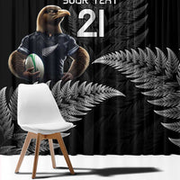 New Zealand Rugby Custom Window Curtain Glory Be To Black Silver-fern - Polynesian Pride